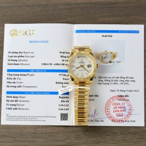 Rolex Day-Date 228238-0071 MOP Baguette Moissanite Index Dial 18K Yellow Gold Wrapped GMF V3 Best Replica 40mm