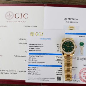 Rolex Day-Date 228348RBR Pastello Green Dial 18k Gold Wrapped Moissanite Bezel 1:1 Replica GMF V3 40mm