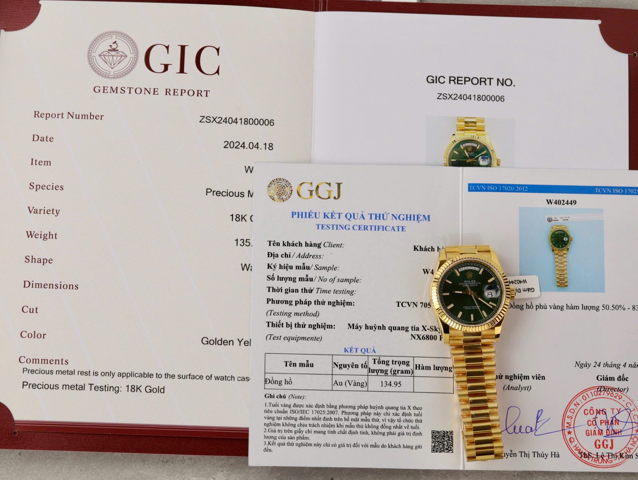 Rolex Day-Date 40 Green Luminous Dial 18K Yellow Gold Wrapped Best Replica 40mm