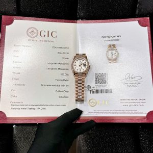 Rolex Day-Date 36 Meteorite Dial 18K Rose Gold Wrapped Custom Moissanite Dial & Moissanite Bracelet Best Replica 36mm
