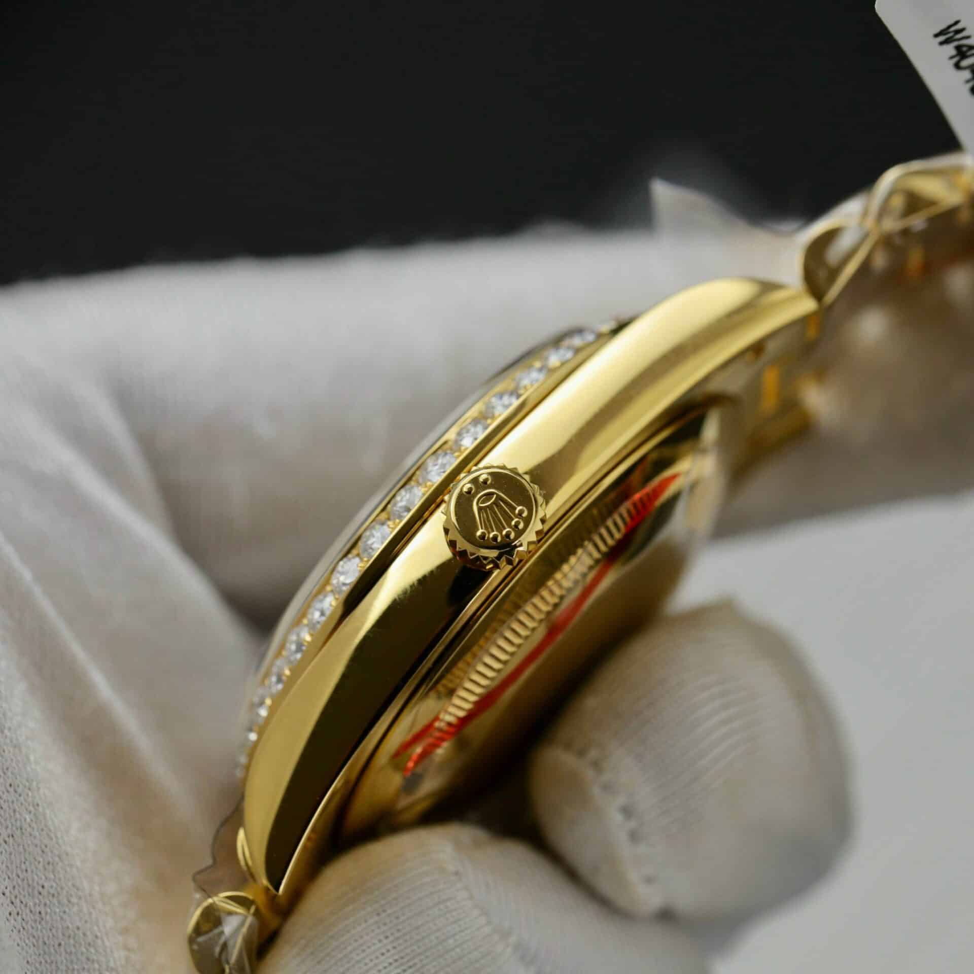 Đồng Hồ Rolex Day-Date 228348RBR Bọc Vàng 18K Mặt Đen Niềng Moissanite GMF V3 40mm - Image 8