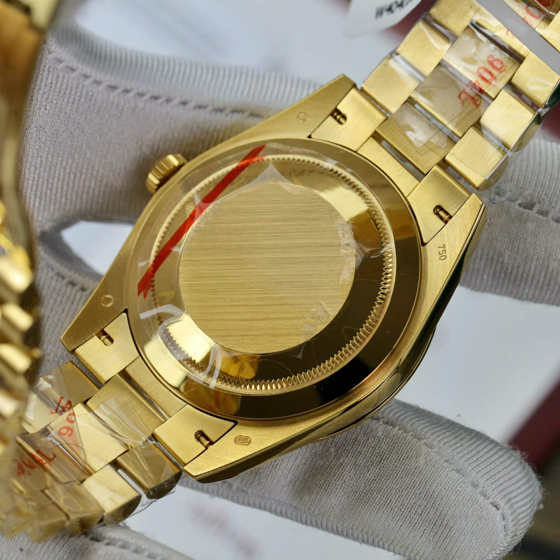 Đồng Hồ Rolex Day-Date 228348RBR Bọc Vàng 18K Mặt Đen Niềng Moissanite GMF V3 40mm - Image 9