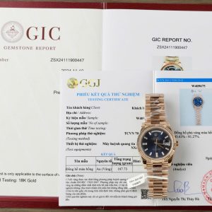 Rolex Day-Date 40 Blue Baguette Dial 18K Rose Gold Wrapped Best Replica Q Factory 40mm