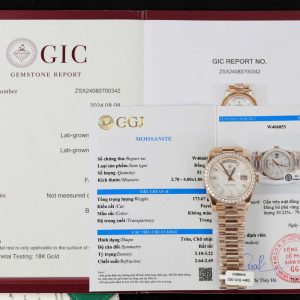 Rolex Day-Date 40 Meteorite Baguette Moissanite Dial 18K Rose Gold Wrapped Moissanite Bezel GMF V3 Best Replica 40mm
