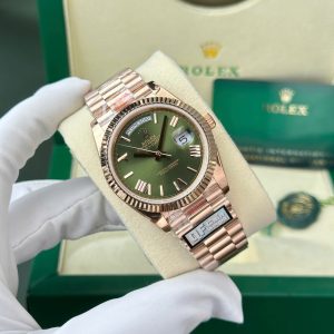 Đồng Hồ Rolex Day-Date 228235 Vàng Hồng Xanh Ô Liu 187g Replica 1:1 Cao Nhất QF 40mm