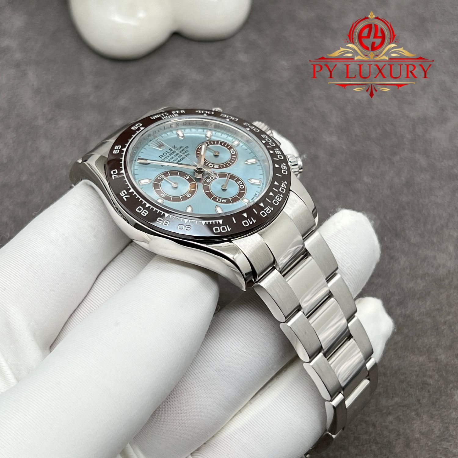 Rolex Daytona 116506 Ice Blue Dial 1:1 Custom Made CNC Real Platinum 950 Super Replica 40mm - Image 4