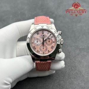 Đồng hồ Rolex Daytona 116519 Mặt Xà Cừ Hồng Dây Da Thằn Lằn Hồng Replica 1:1 40mm