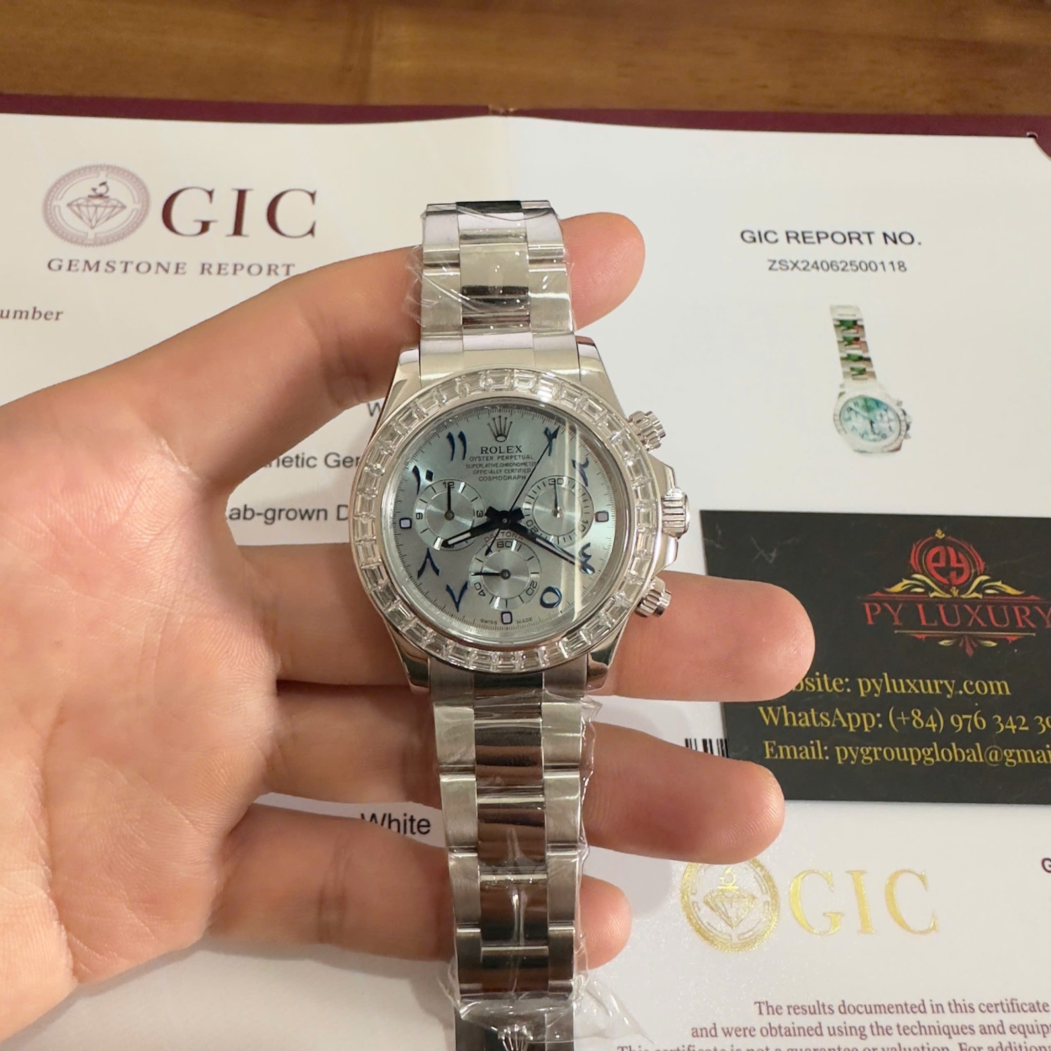 Rolex Daytona 116576TBR-0005 Platinum Arabic Dial Baguette Diamonds 40mm - Image 2
