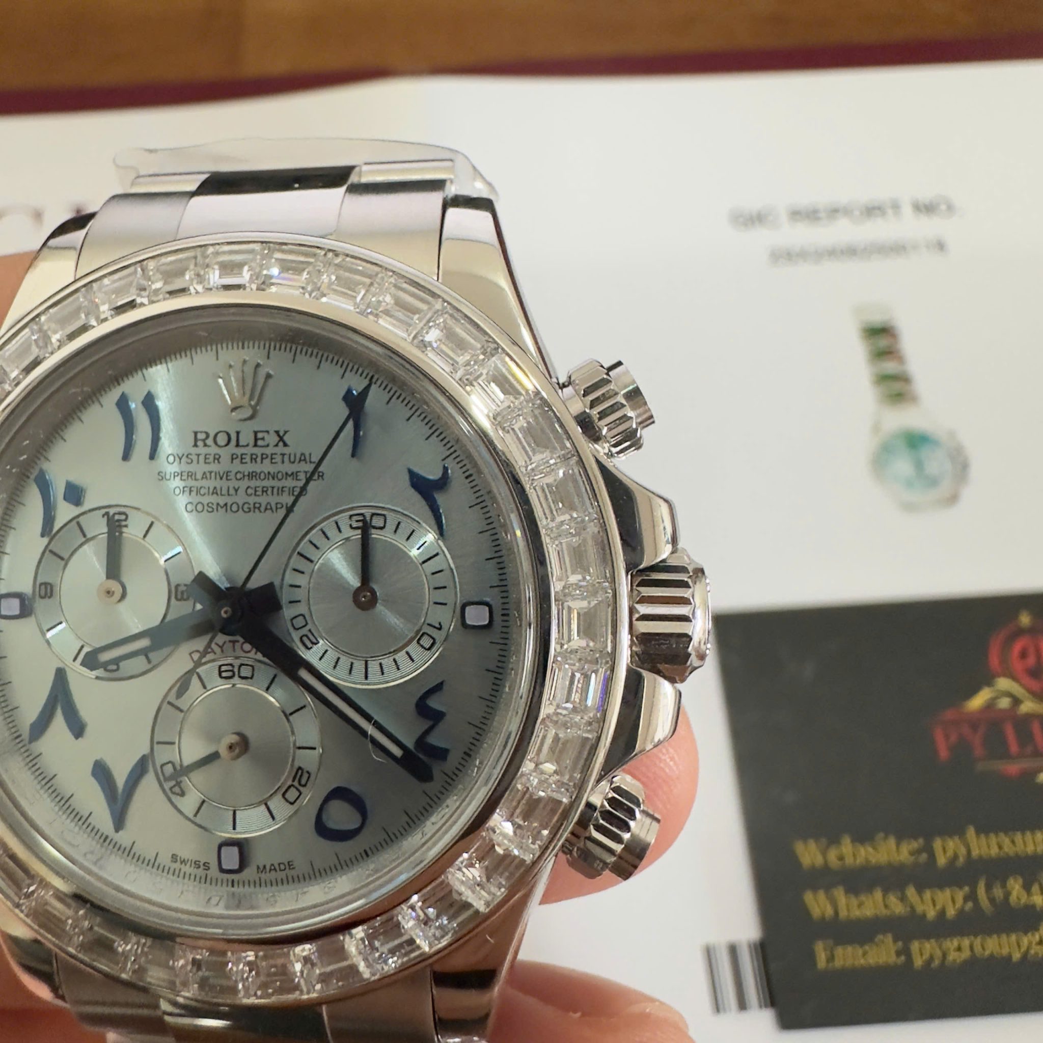 Rolex Daytona 116576TBR-0005 Platinum Arabic Dial Baguette Diamonds 40mm - Image 9