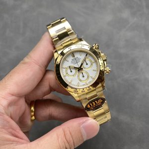 Đồng hồ Rolex Daytona 126508-0001 Vàng Kim Mặt Số Trắng Rep 1:1 Tinh Chỉnh Cân Nặng 180g QF 40mm