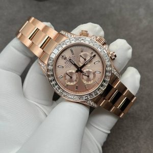 Rolex Daytona 126595TBR-0001 Sundust Diamond-set Dial Custom Made 18K Solid Pink Gold Baguette Diamonds 40mm