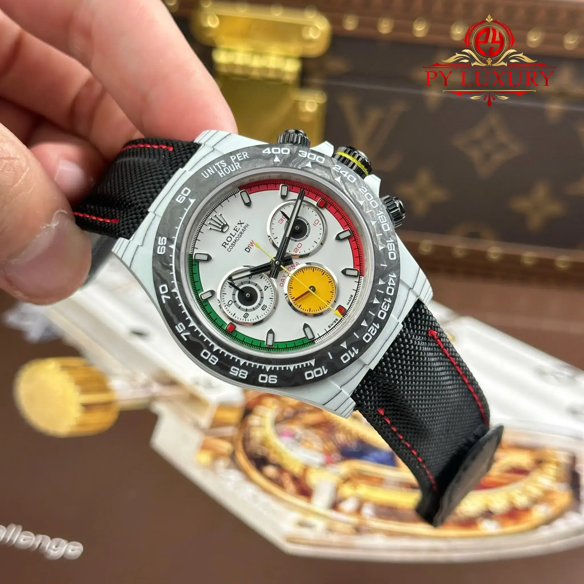 Rolex Daytona DiW Ferrari CarboQuartz White Dial Nylon Strap 1:1 Best Replica 40mm - Image 2