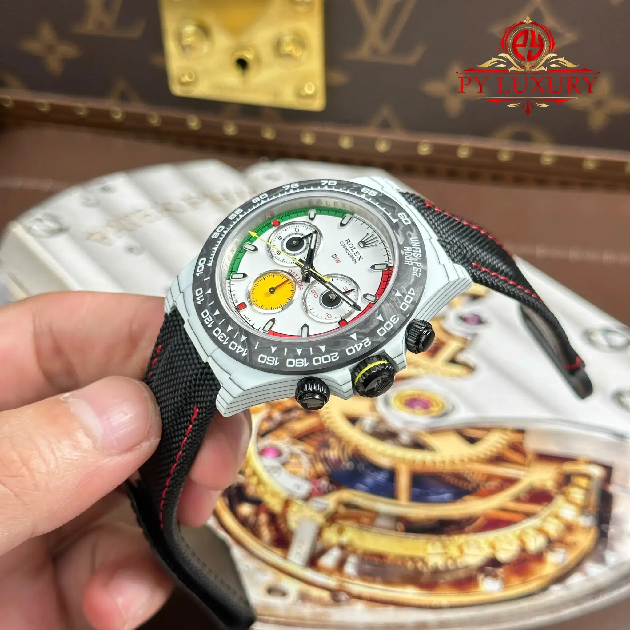 Rolex Daytona DiW Ferrari CarboQuartz White Dial Nylon Strap 1:1 Best Replica 40mm - Image 3