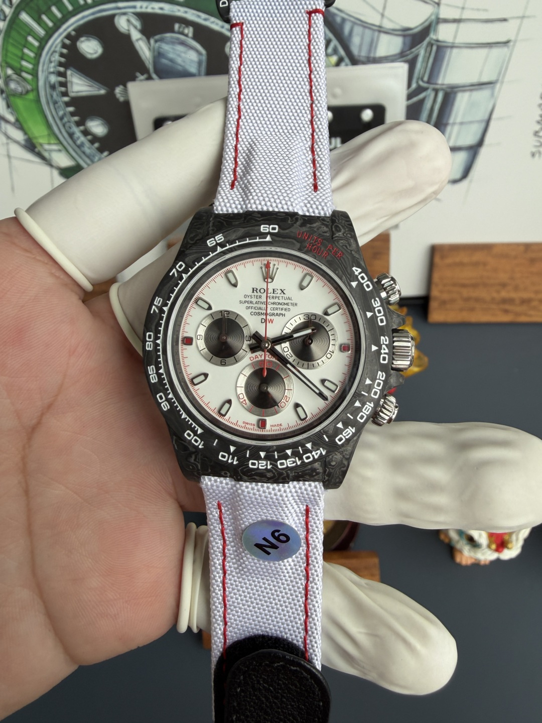 Rolex Daytona DiW SPEEDSTER WHITE Carbon Fiber Super Clone N6F 40mm
