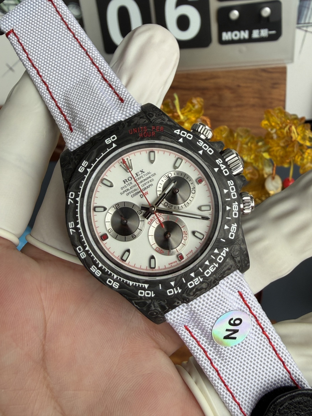 Rolex Daytona DiW SPEEDSTER WHITE Carbon Fiber Super Clone N6F 40mm - Image 2