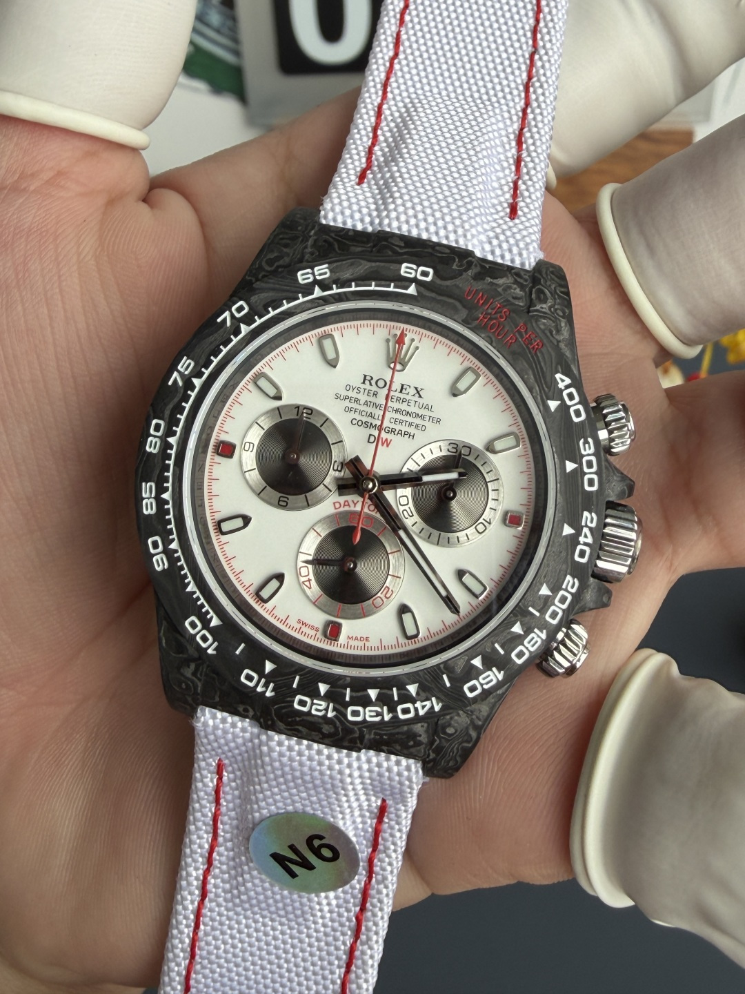 Rolex Daytona DiW SPEEDSTER WHITE Carbon Fiber Super Clone N6F 40mm - Image 3