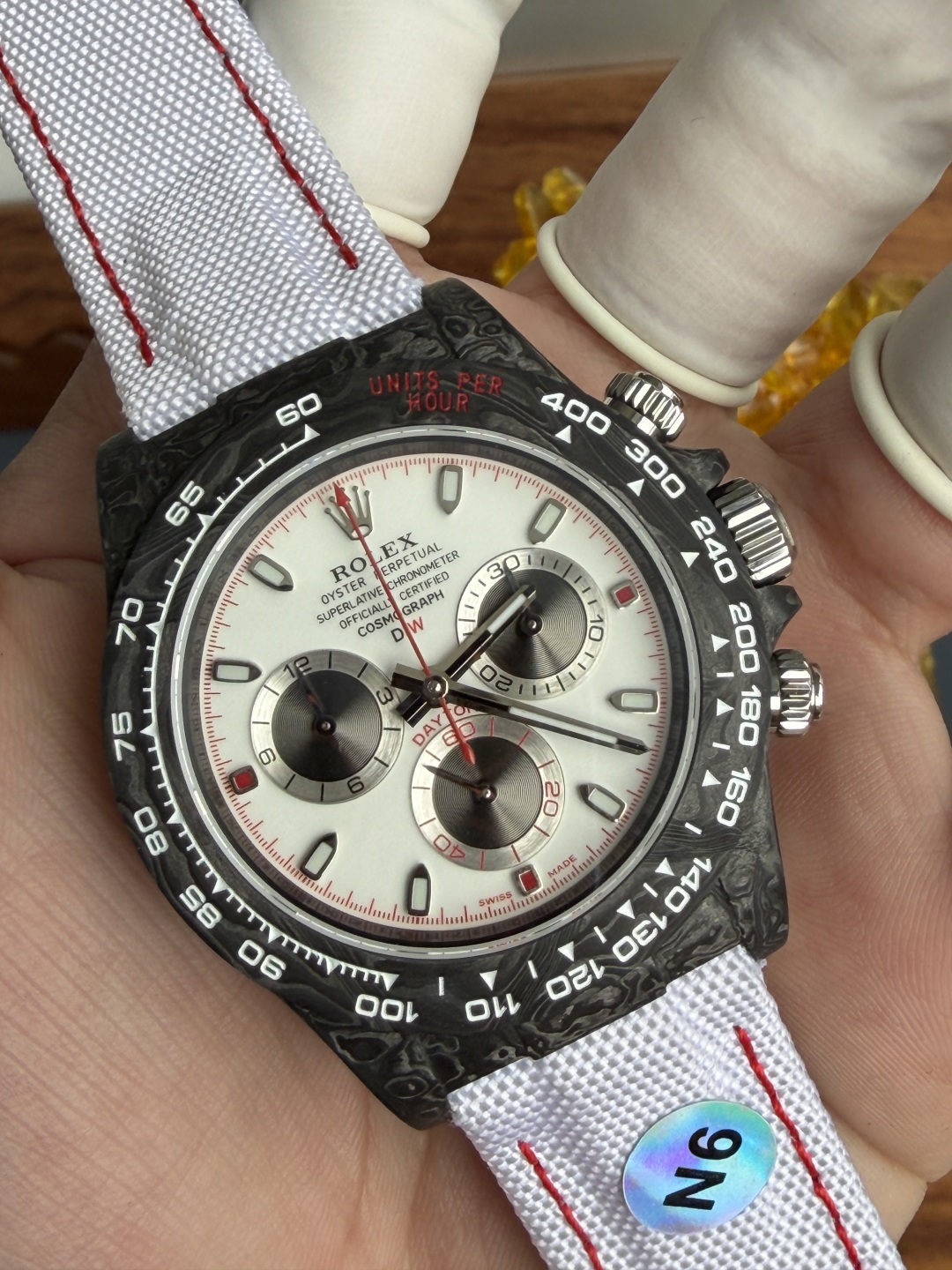 Rolex Daytona DiW SPEEDSTER WHITE Carbon Fiber Super Clone N6F 40mm - Image 4