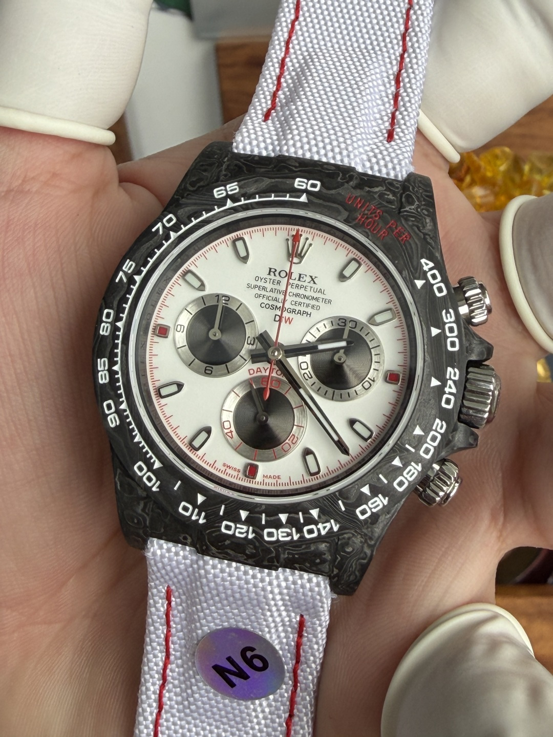 Rolex Daytona DiW SPEEDSTER WHITE Carbon Fiber Super Clone N6F 40mm - Image 5