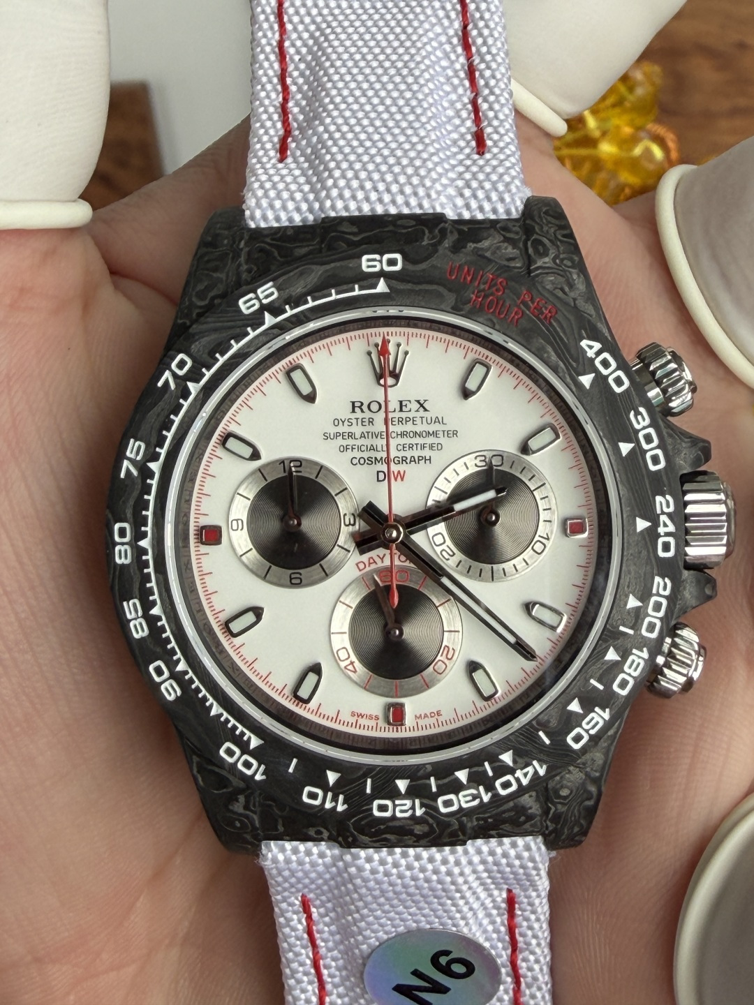 Rolex Daytona DiW SPEEDSTER WHITE Carbon Fiber Super Clone N6F 40mm - Image 6