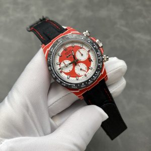 Rolex Daytona DiW x Kakha Kaladze Red & White Dial Quartz Fiber Nylon Strap Best Replica 40mm