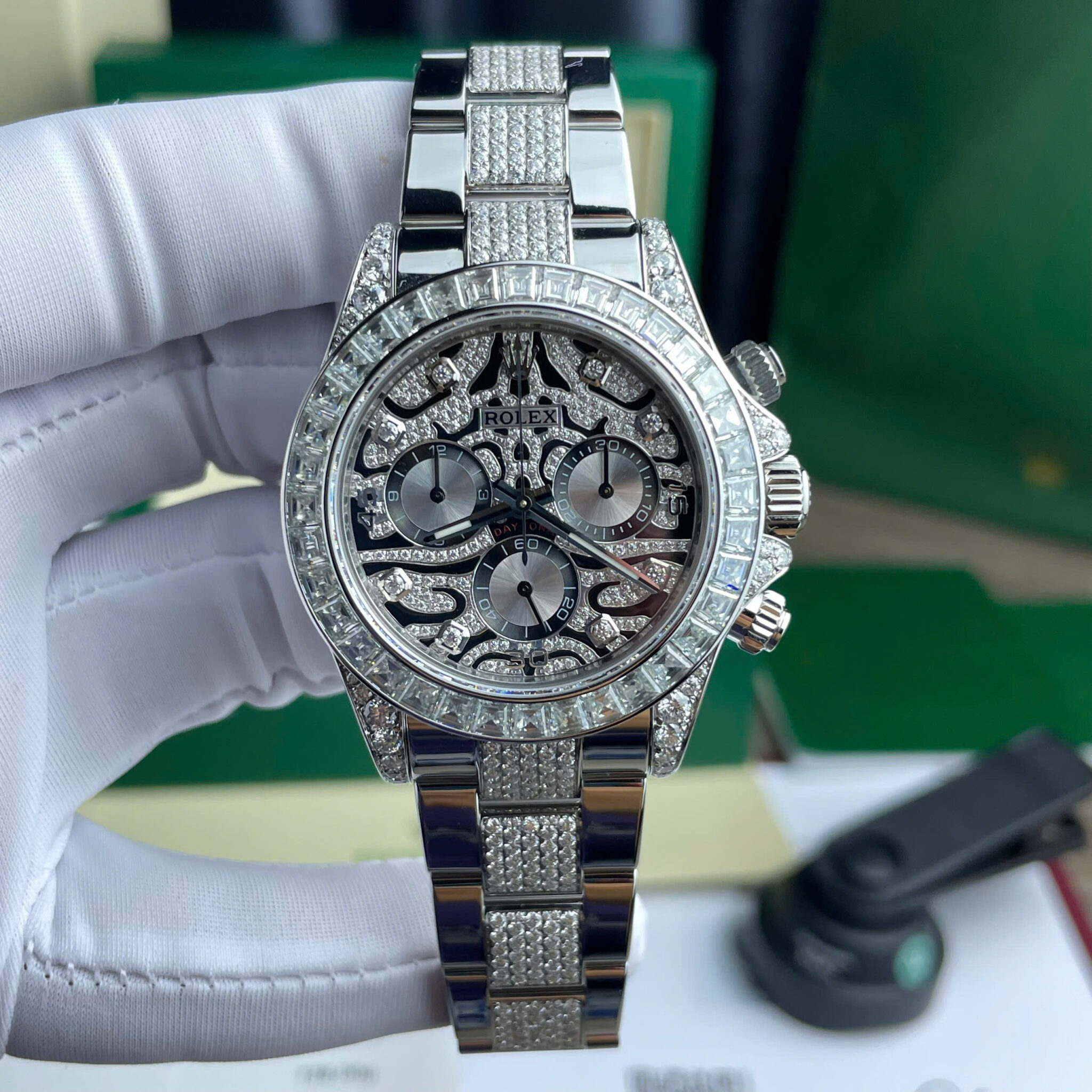 Rolex Daytona Eye of the Tiger Metal Bracelet Custom Moissanite Best Replica 40mm - Image 2