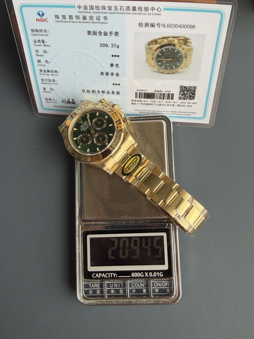 Rolex Daytona John Mayer Green Dial 18K Yellow Gold Plating Top Quality Replica Gained Weight 210g MZF 40mm - Image 13