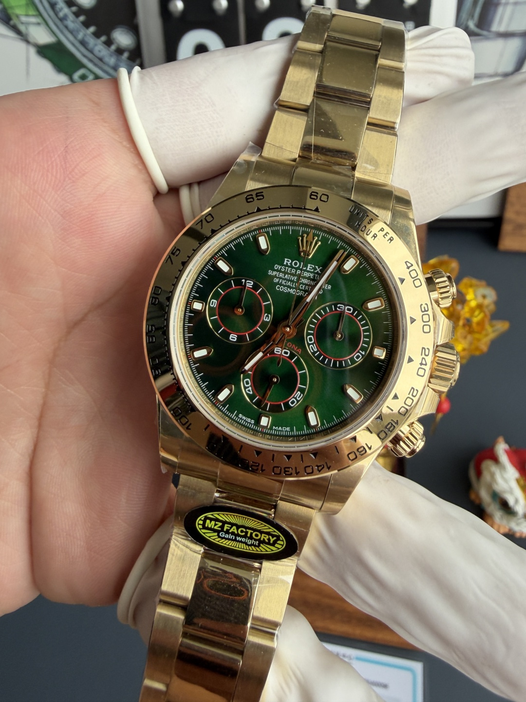 Rolex Daytona John Mayer Green Dial 18K Yellow Gold Plating Top Quality Replica Gained Weight 210g MZF 40mm - Image 3