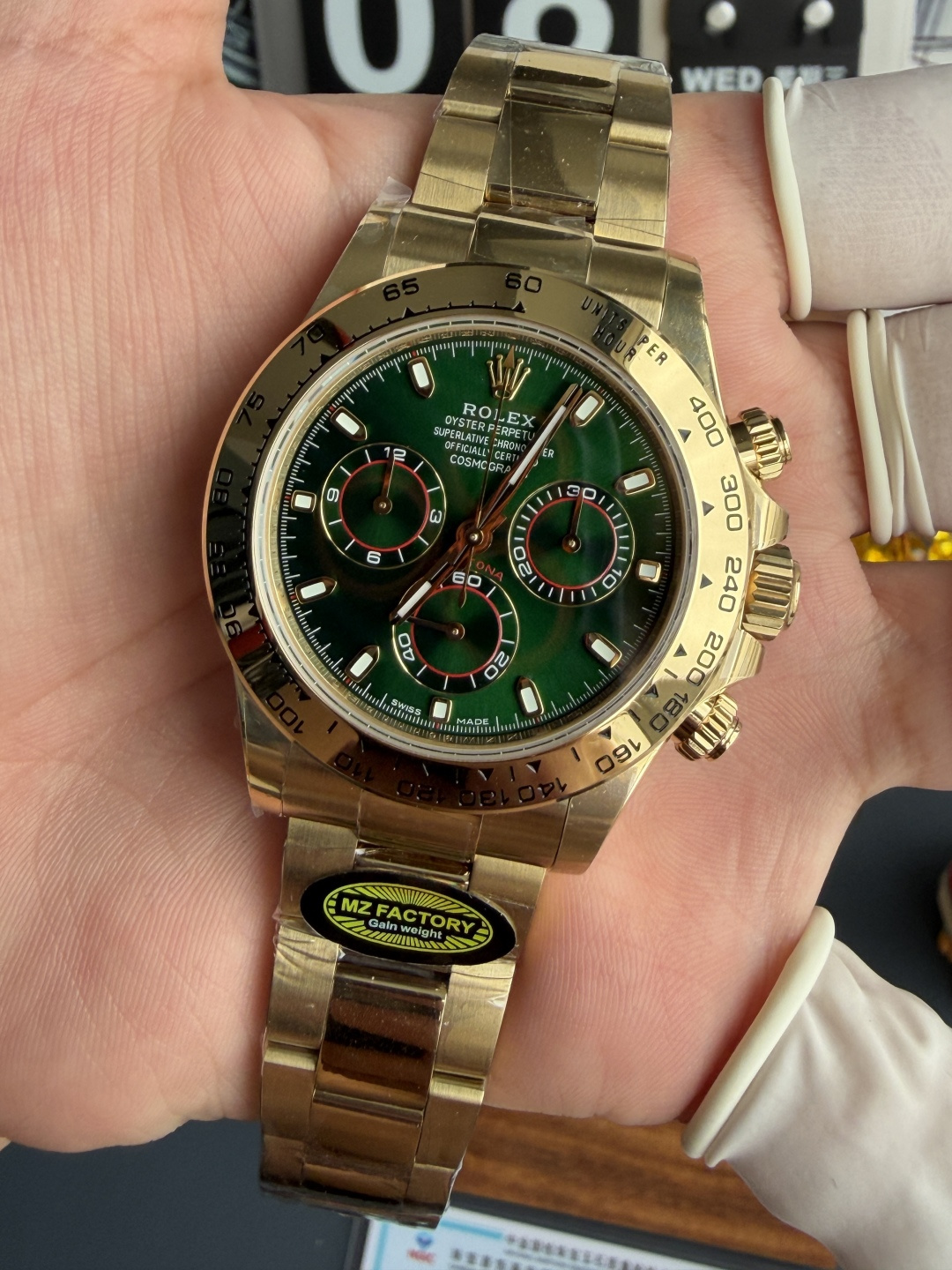 Rolex Daytona John Mayer Green Dial 18K Yellow Gold Plating Top Quality Replica Gained Weight 210g MZF 40mm - Image 5