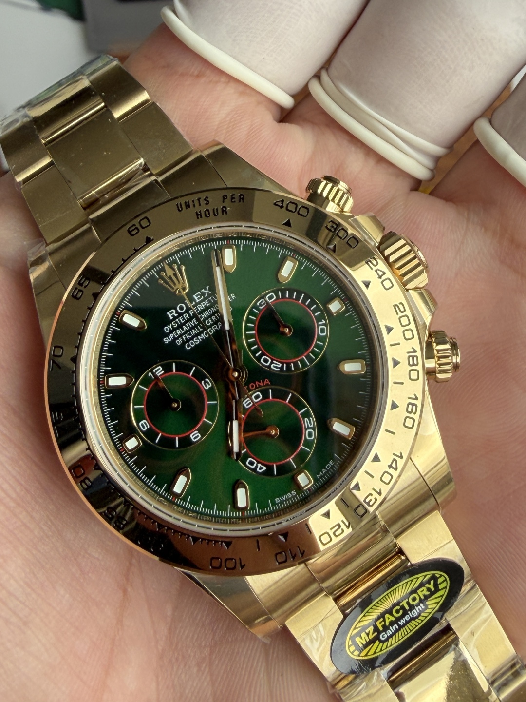 Rolex Daytona John Mayer Green Dial 18K Yellow Gold Plating Top Quality Replica Gained Weight 210g MZF 40mm - Image 6