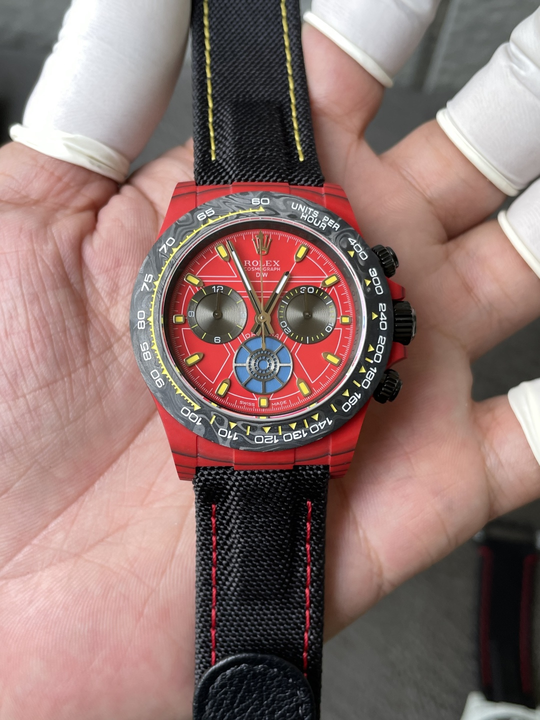 Rolex DiW Daytona IRON MAN CarboQuartz Red Dial Super Clone Sonic Factory 40mm