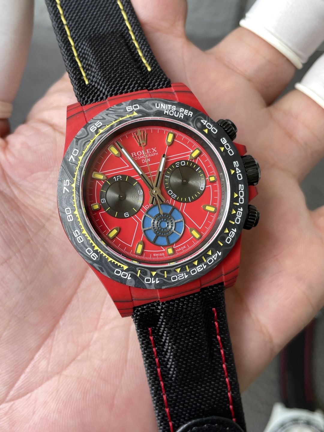 Rolex DiW Daytona IRON MAN CarboQuartz Red Dial Super Clone Sonic Factory 40mm - Image 3