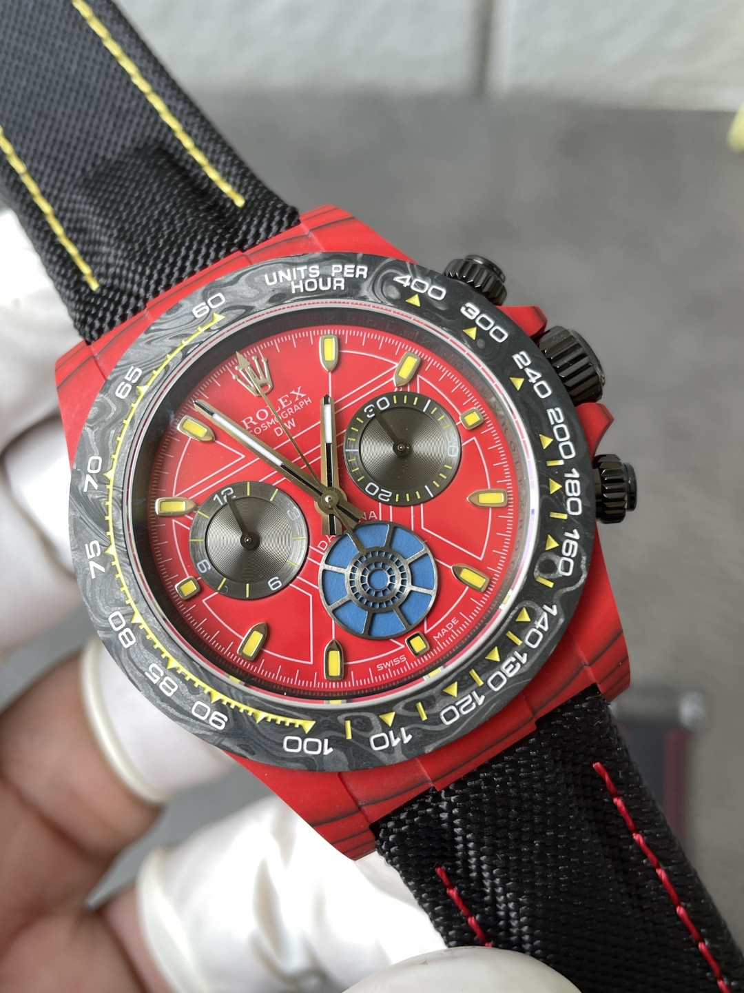 Rolex DiW Daytona IRON MAN CarboQuartz Red Dial Super Clone Sonic Factory 40mm - Image 4