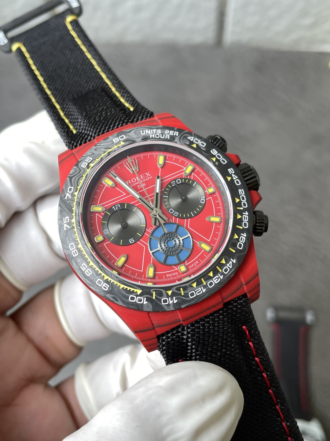 Rolex DiW Daytona IRON MAN CarboQuartz Red Dial Super Clone Sonic Factory 40mm - Image 5