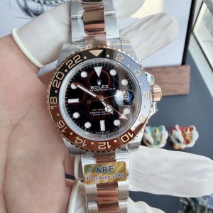 Đồng hồ Rolex GMT-Master II Root Beer Demi Gold Dây Oyster Rep 1:1 180g AR Factory 40mm