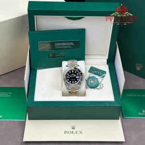 Đồng hồ Rolex GMT-Master II 126713GRNR Demi Vàng Mặt Đen Dây Jubilee Replica 1:1 ARF 40mm