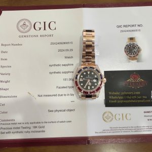 Rolex GMT-Master II 126755SARU 18K Gold Wrapped Custom Moissanite Synthetic Ruby & Sapphire Bezel 40mm