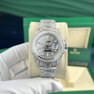 Đồng Hồ Rolex GMT-Master II Ice 116769TBR Chế Tác Full Đá Swarovski Rep 1:1 AMG Factory 40mm