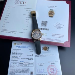 Đồng Hồ Rolex Sky-Dweller 326934 Mặt Số Nâu Bọc Vàng 18K Dây Cao Su Replica 42mm