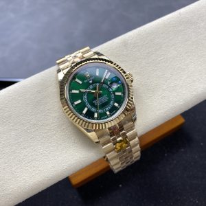 Rolex Sky-Dweller 336938-0008 Yellow Gold Green Dial Jubilee Bracelet Best Replica 42mm