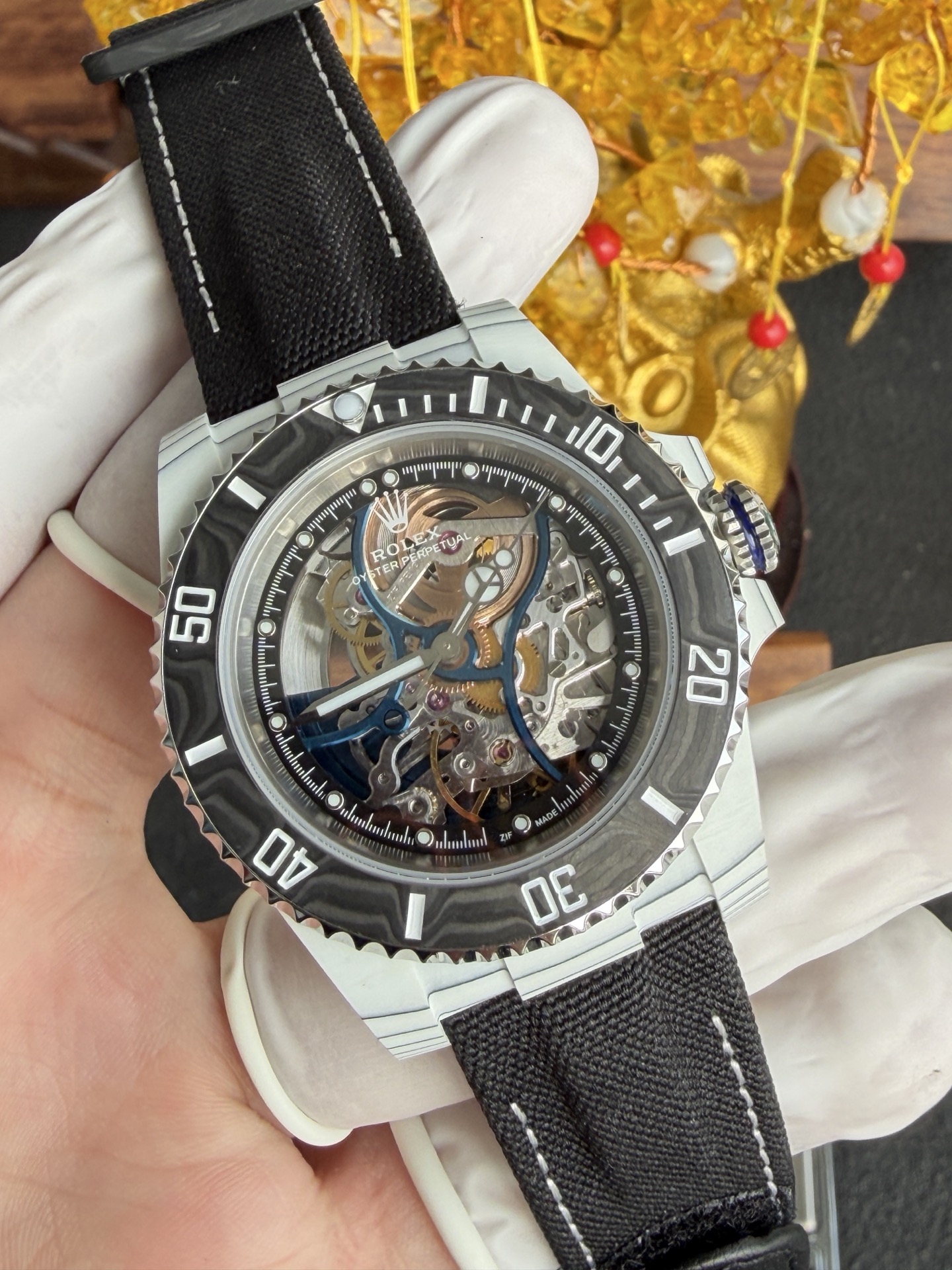 Rolex Submariner Carbon Quartz “Summer” Vision of Miami Skeletonized Movement Zif Remould 1:1 Best Replica 41mm - Image 4