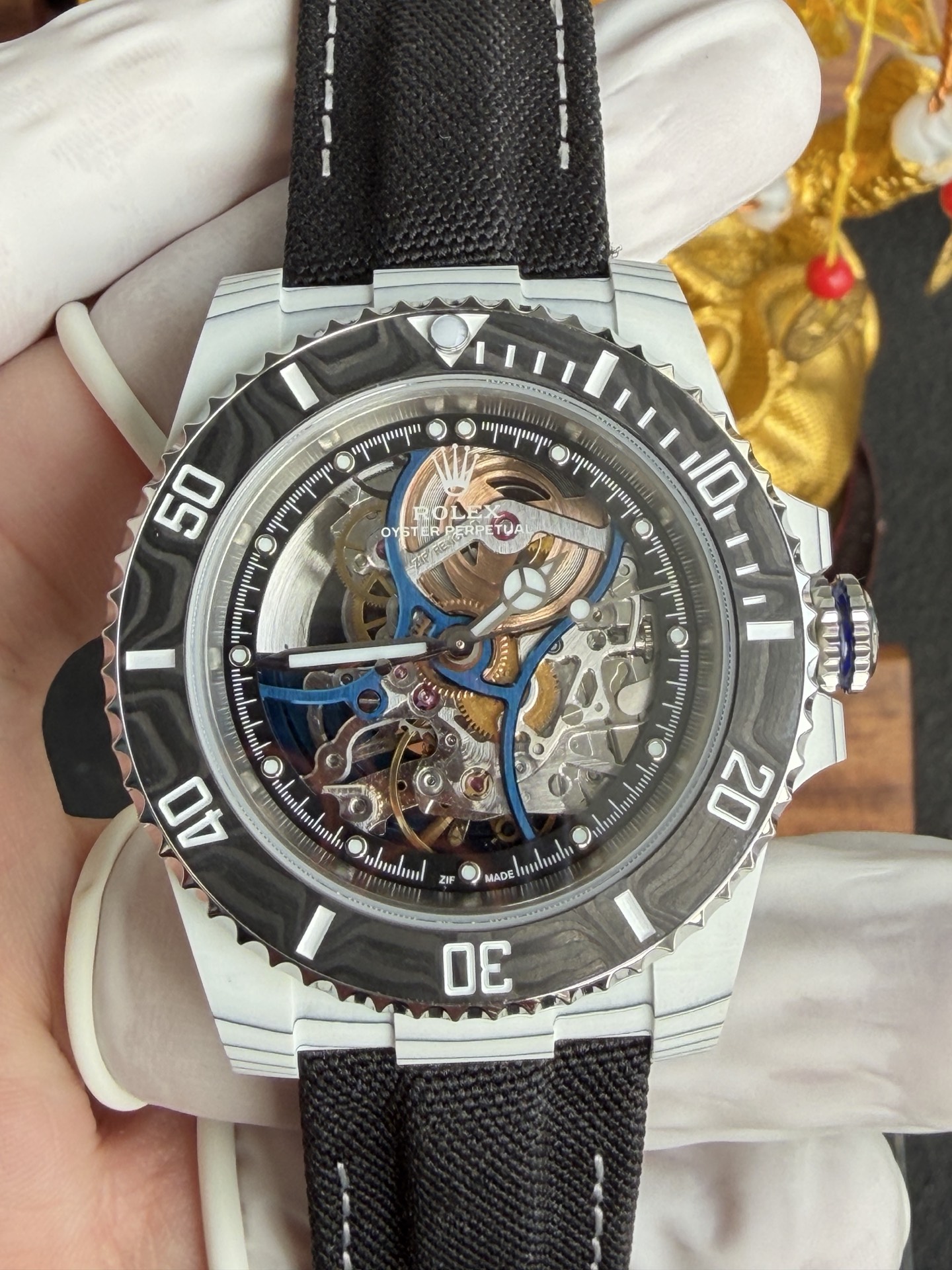 Rolex Submariner Carbon Quartz “Summer” Vision of Miami Skeletonized Movement Zif Remould 1:1 Best Replica 41mm - Image 6