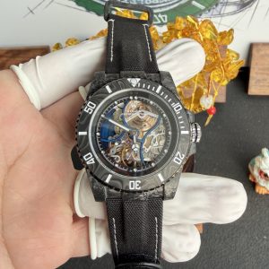 Rolex Submariner Skeletonized Movement Zif Remould Black Carbon Fiber Textile Strap 1:1 Best Replica 41mm