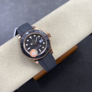 Đồng Hồ Rolex Yacht-Master 126655 Vàng Hồng Mặt Đen Dây Cao Su Rep 1:1 40mm