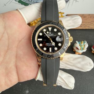 Đồng Hồ Rolex Yacht-Master 226658 Vàng Kim Mặt Đen Dây Cao Su Rep 1:1 42mm