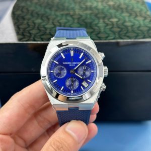 Vacheron Constantin Overseas 5500V Chronograph Blue Dial Rubber Strap Replica 8F 42.5mm