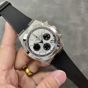 Vacheron Constantin Overseas Chronograph 5500V Panda Dial Black Rubber Strap Replica 42.5mm