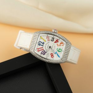Đồng Hồ Franck Muller Vanguard V32 Color Dream Màu Trắng Đính Đá Moissanite Replica ABF 32mm
