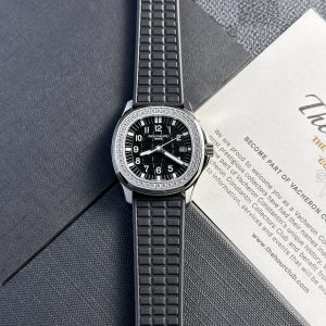 Đồng Hồ Nữ Patek Philippe Aquanaut 5067A Mặt Đen Viền Đá Rep 1:1 PPF 35.6mm