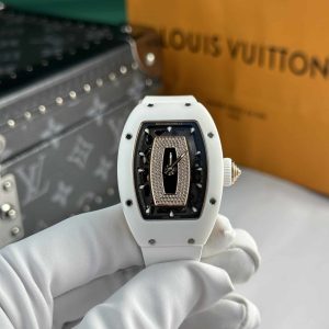 Đồng Hồ Richard Mille RM07-01 White Ceramic Black Lip Vàng Hồng Replica Cao Nhất 45.32 x 32.3mm