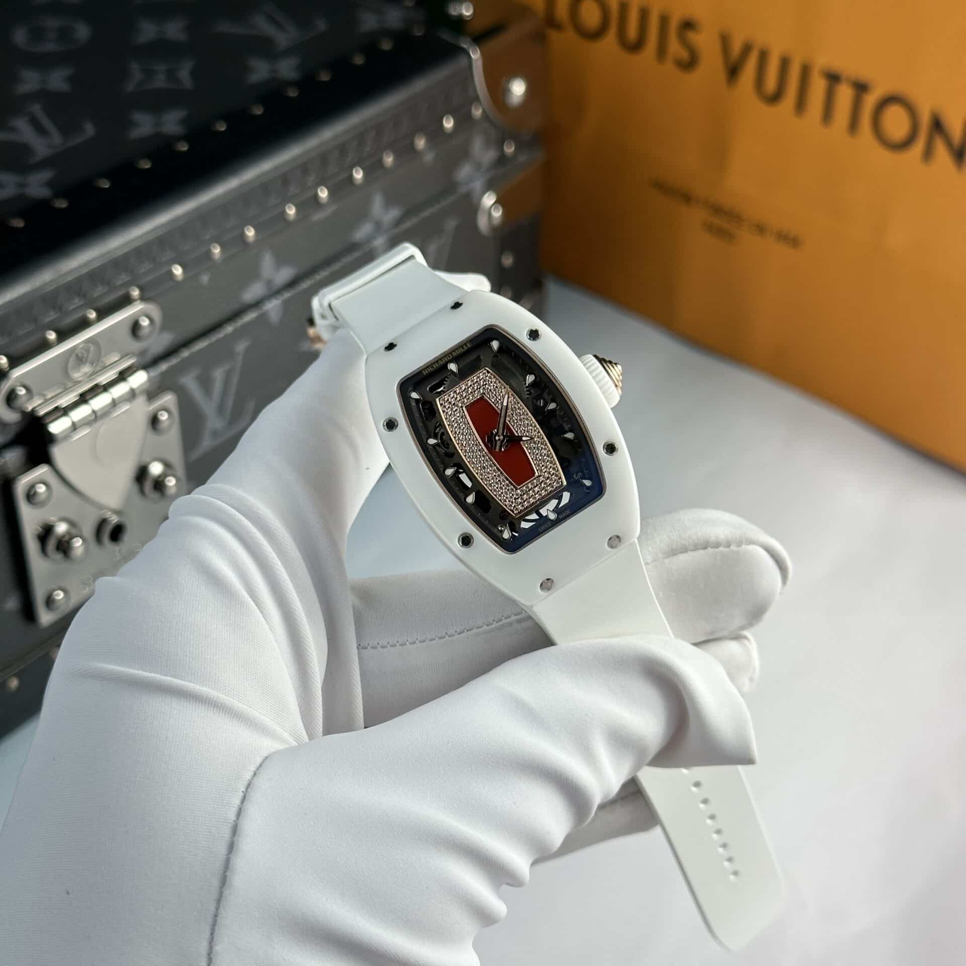 Richard Mille RM07-01 White Ceramic Rose Gold Red Lip Best Replica 45.32 x 32.3mm - Image 2
